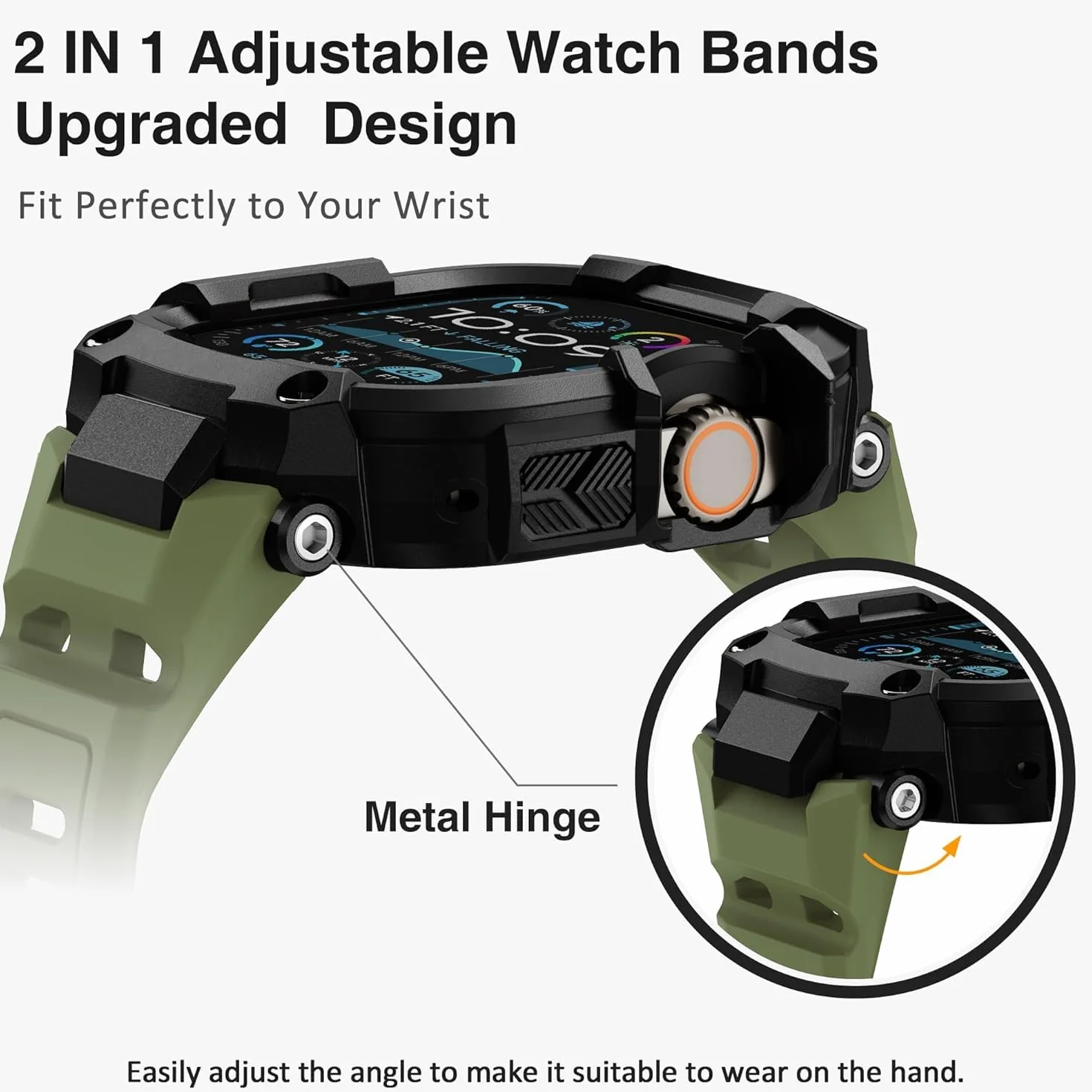 ULTIAML Schutzhülle mit Armband Kompatibel mit Apple Watch ultra 2/ultra 49mm, Einstellbar Stoßfest Sportarmband，Robustem Premium Armband (Grün)