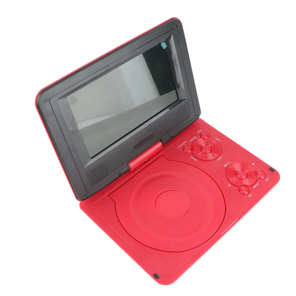 Tragbarer DVD-Player mit Großem Schwenkbarem Bildschirm, 806 Mobiler DVD-Player, 1500 MAh, Wiederaufladbar, Unterstützt Synchronisierung von TV/SD-Karte/USB/Region (Rot)