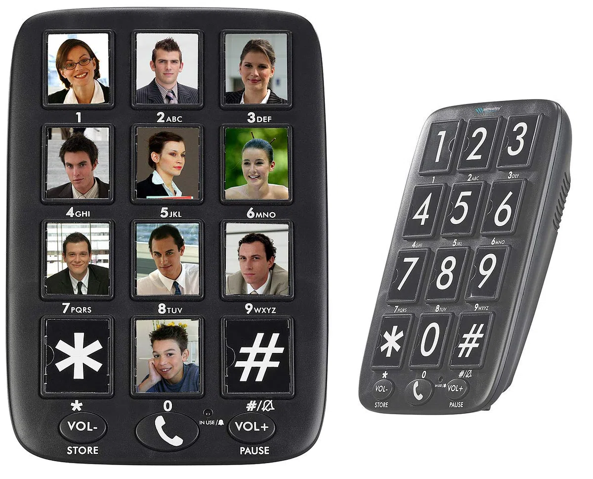 Communications Seniorentelefon: Senioren-Festnetz-Telefon mit 12 Foto-Schnellwahl-Tasten, Freisprecher (Seniorentelefon Festnetz, Großtastentelefon, Festnetztelefon für Demenzkranke)