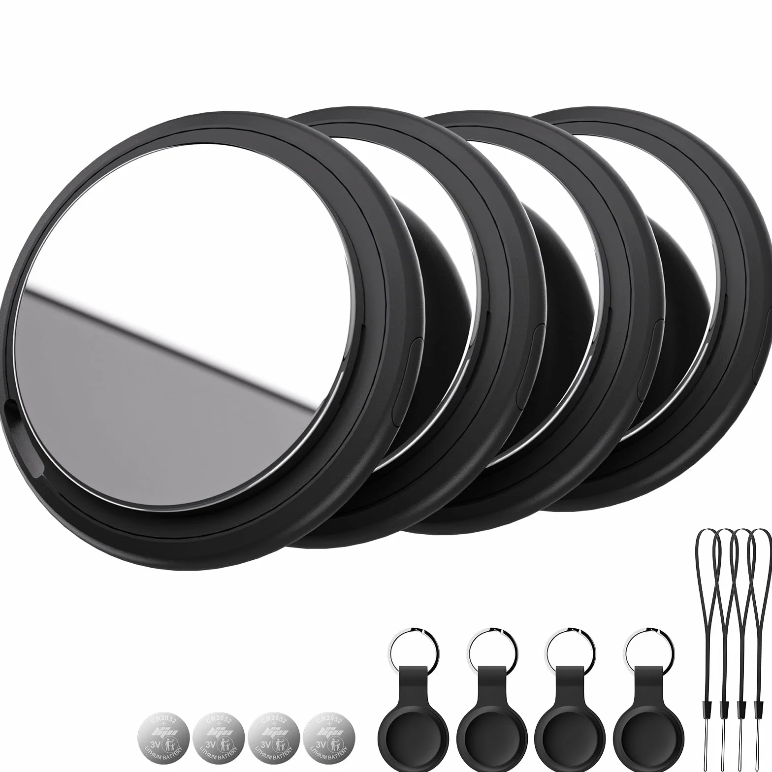 Smart Air Tracker Tag kompatibel mit Apple Wo ist? (nur iOS), Inklusive Ersatzbatterie, Smart Tracker Tag Key Finder für Schlüssel, Fahrrad, Wallet, Koffer, Hunde, Katzen (Schwarz, 4-Pack)