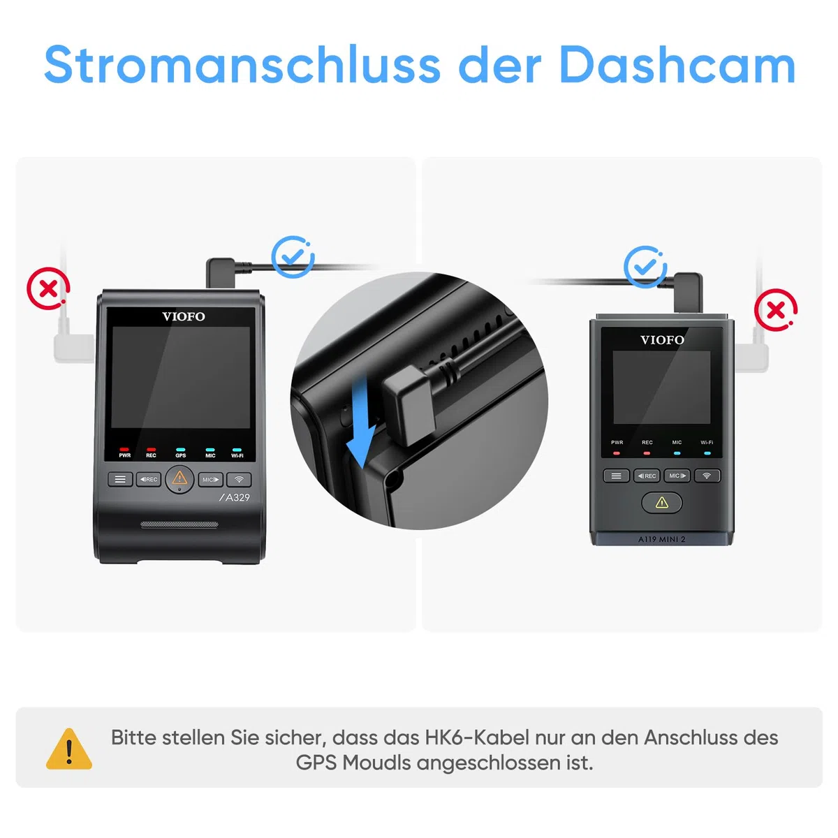 VIOFO HK6 Hardwire Kabel für A329S / A119M Pro Dashcam, Unterstützt Energiespar- u. intelligente Hybrid-Parkmodus Aktiviert den Parkmodus und den Niederspannungsschutz, Sicherung ist erforderlich