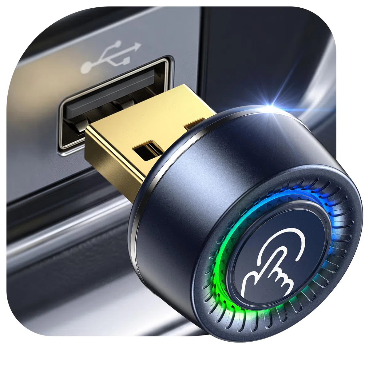 Versteckter CarPlay Wireless Adapter, 1-Tasten-Wechsel für 2 Phones, Kompatibel mit Apple CarPlay & Android Auto für Auto GPS Navigatio, Stabil, Geringe Latenz, iOS 10+ & Android 10+, Metall USB-A/C