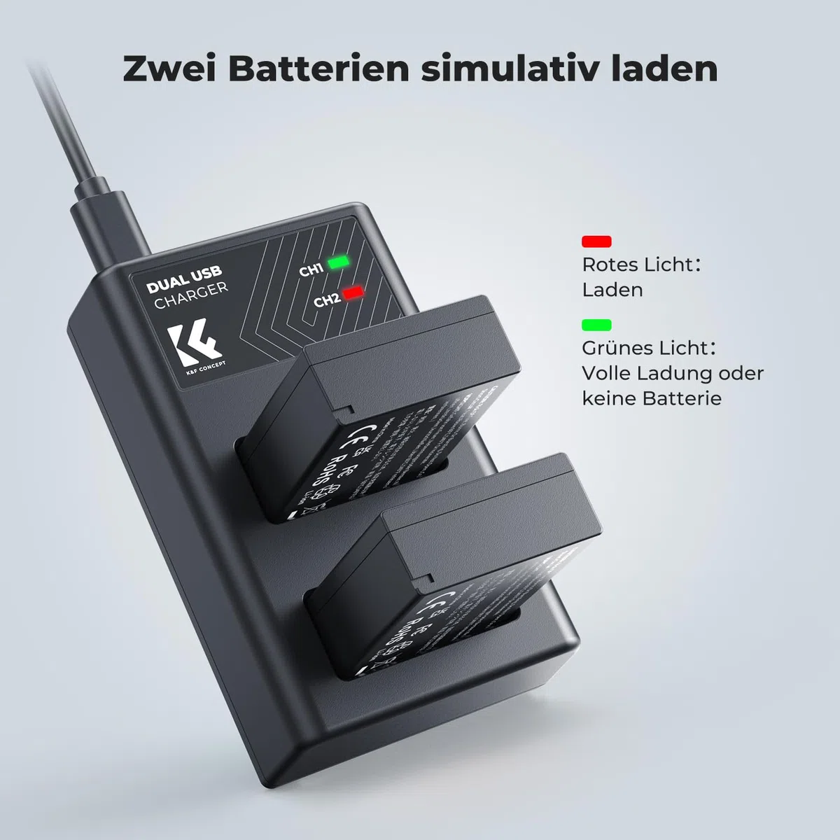 K&F CONCEPT LP-E17 Kameraakkus Ladegerät 1250mAh,Batterie Ladeset für Canon EOS RP,Rebel T8i,T7i,T6i,T6s,SL2,SL3,EOS M3,M5,M6 Mark II,77D,200D,750D,760D,800D Powershot V1