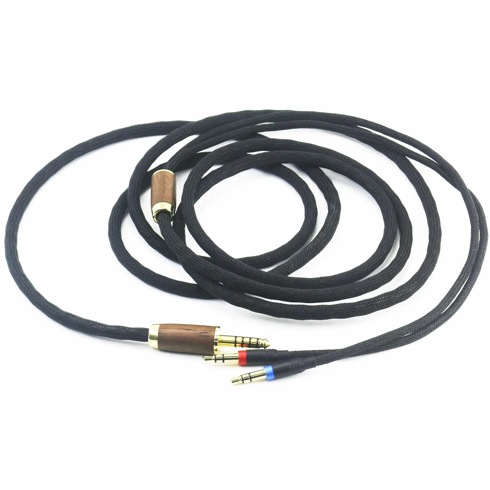 4,4 mm 7N OCC symmetrisches Kabel, versilbertes Kupfer, Walnussholzgehäuse, kompatibel mit Hifiman Sundara, Ananda, Arya, Edition XS, HE400SE, HE4XX, HE-400i Kopfhörer (2X Version)