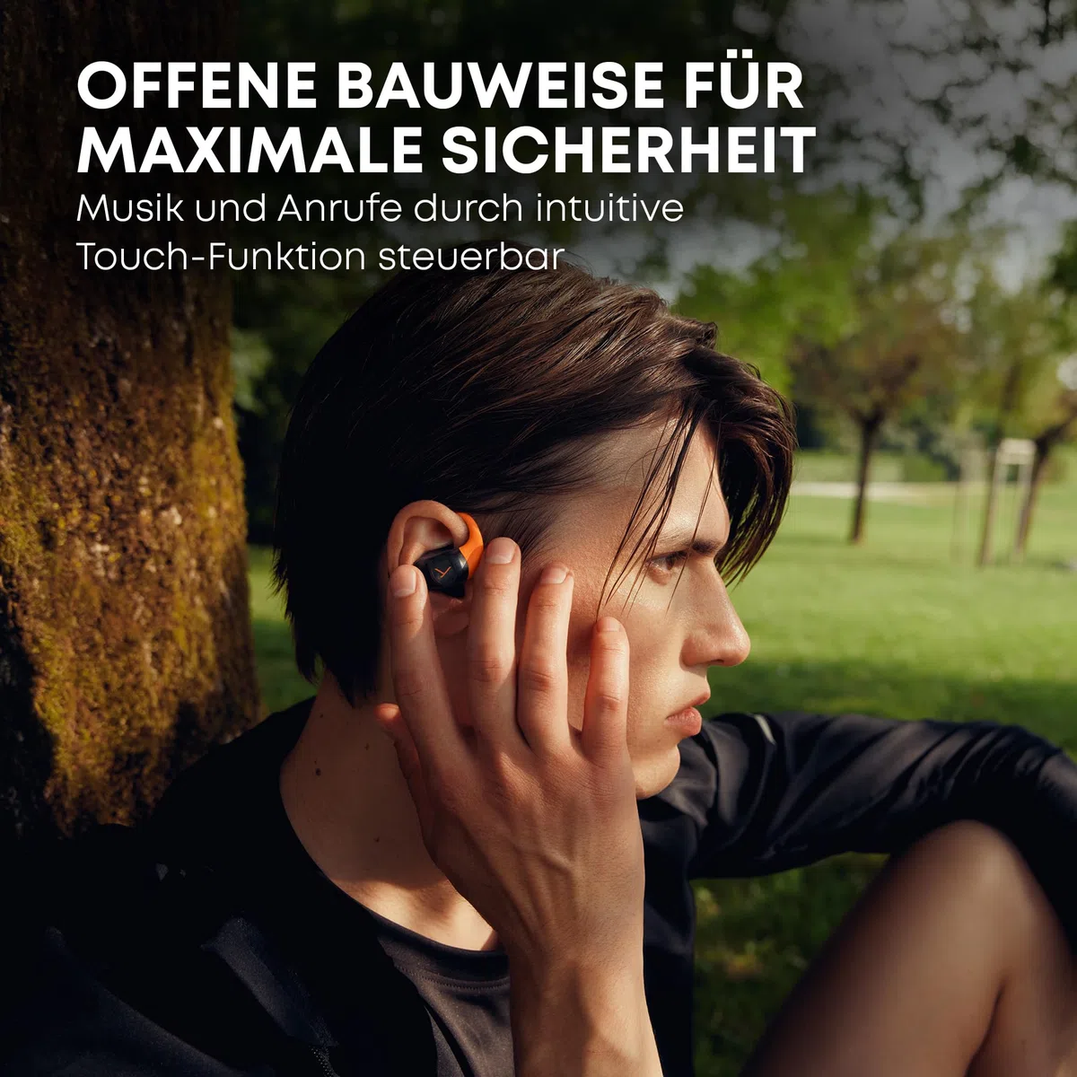 beyerdynamic AMIRON 200 True Wireless, Open-Ear Sportkopfhörer mit ergonomischen Ohrbügel, Bluetooth 5.3, 36 Stunden Akkulaufzeit in Schwarz