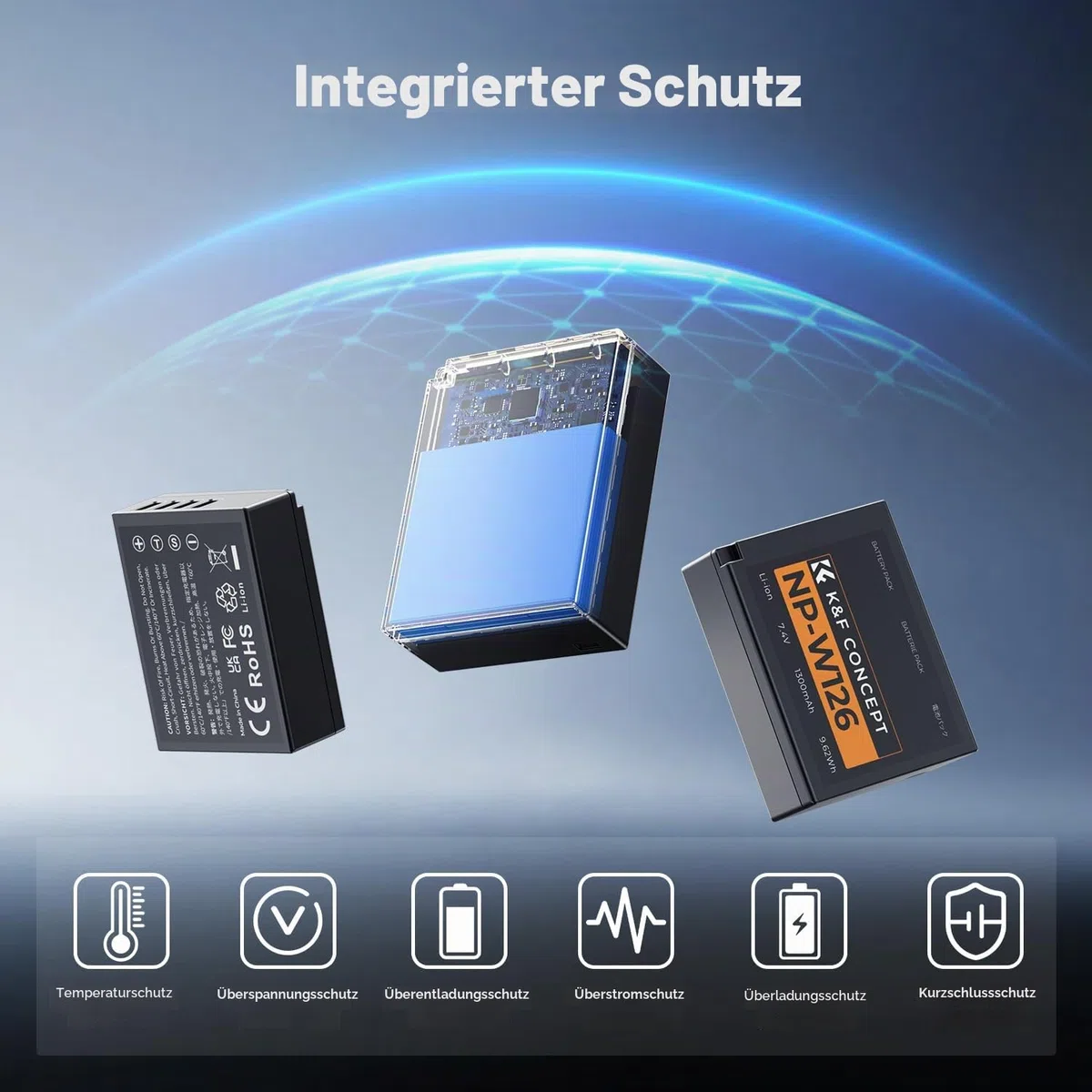K&F CONCEPT NP-W126 NP-W126S Akku(3er-Pack) und verbessertes 3-Fach-Ladegerät, kompatibel mit Fujilm x Half AKKU XM5, X100VI, X100V, XS10, XT30, XT30 II, XT20, XE4, XE5,A5 Kameras