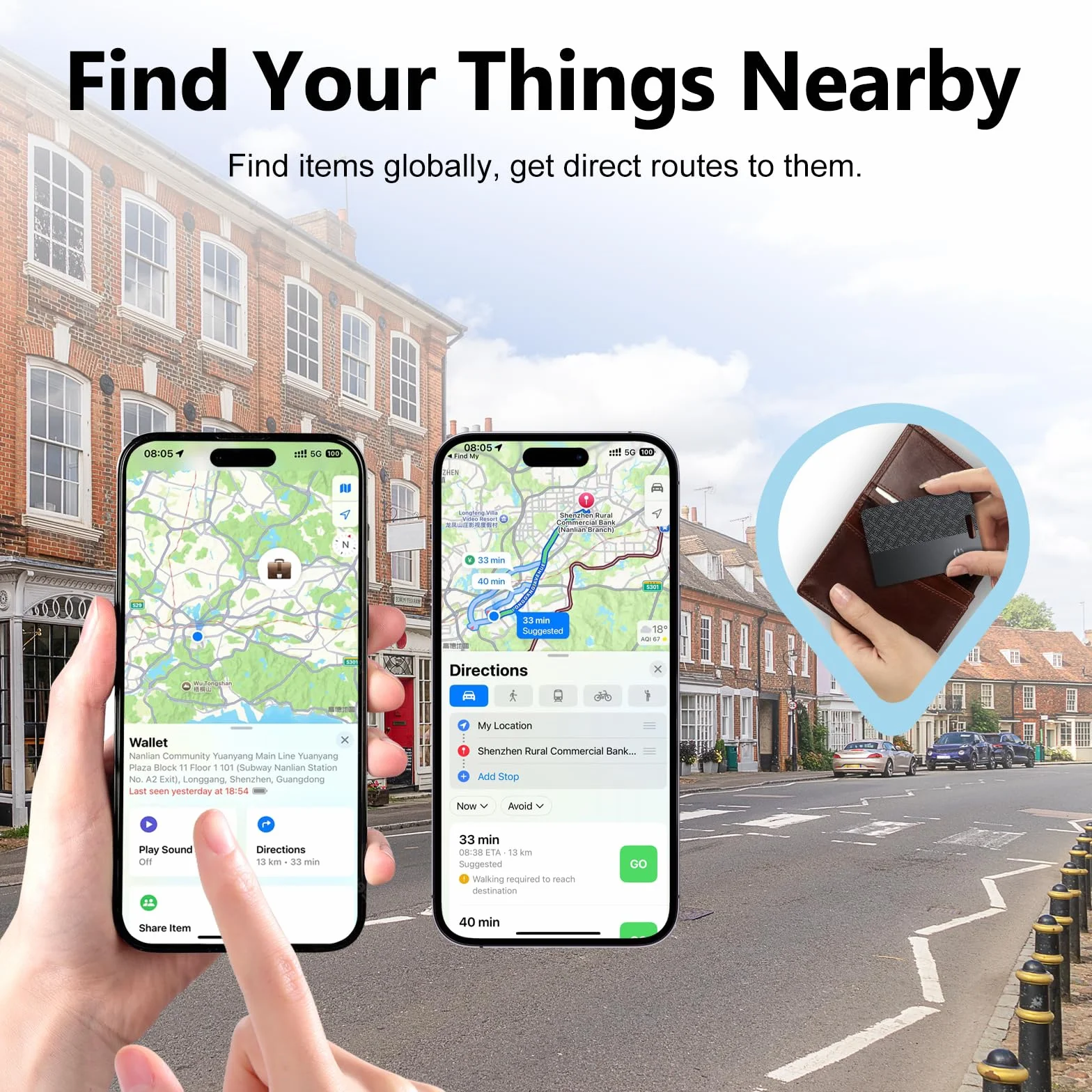 Dünne Geldbörsen-Tracker-Karte (nur iOS), Tracking Card mit Apple Find My, GPS Tracker, Unterstützt Kabelloses Laden, 10 Jahre Batterielaufzeit für Wallet, Reisepässe, Gepäck, Reisepässe, Schwarz