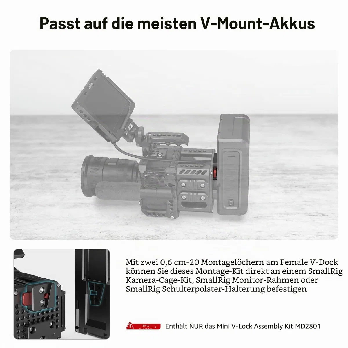 SMALLRIG Mini V-Lock Montagesatz Assembly Kit V Mount Plate für V-Mount Akku - MD2801B
