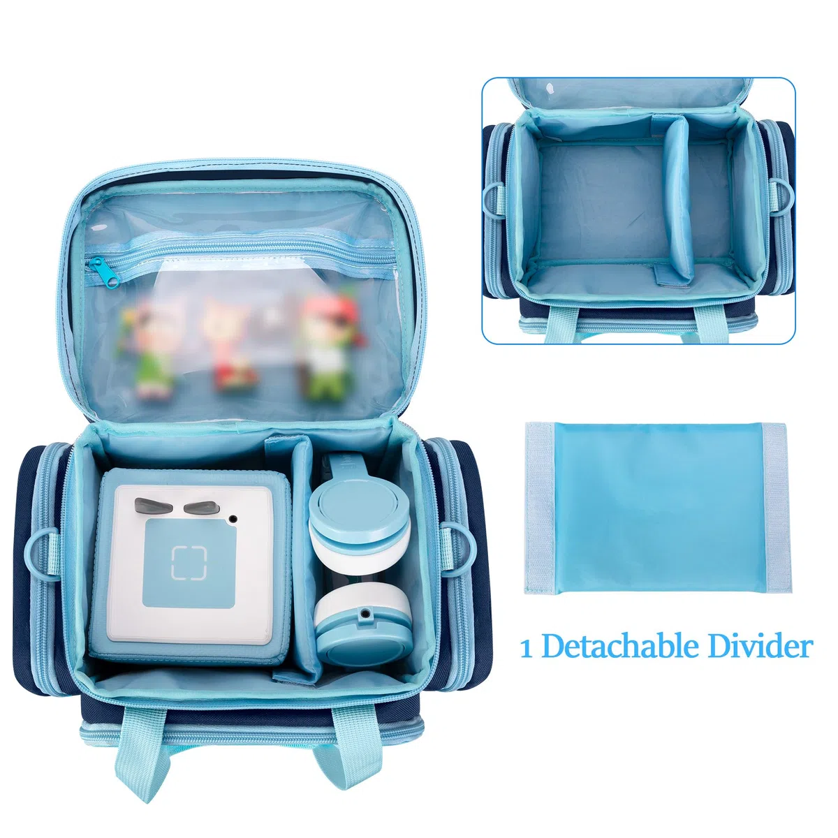 LoDrid Tragetasche kompatibel mit Toniebox 1/2, Aufbewahrungstasche Organizer für Audio-Player-Set und Zubehör mit Griff und Schultergurt, Blau, nur Tasche (patentiertes Design)