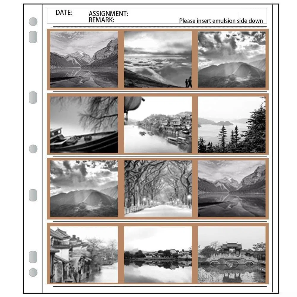 Besttoolifes Säurefreie Archivfolie Tasche Album Film Protector Aufbewahrungsbox Archivbuch mit Ring für Printfile Standard 135 35 mm 120 4 x 5 Negative Seiten Film Tasche (135 Stück 50 Stück)