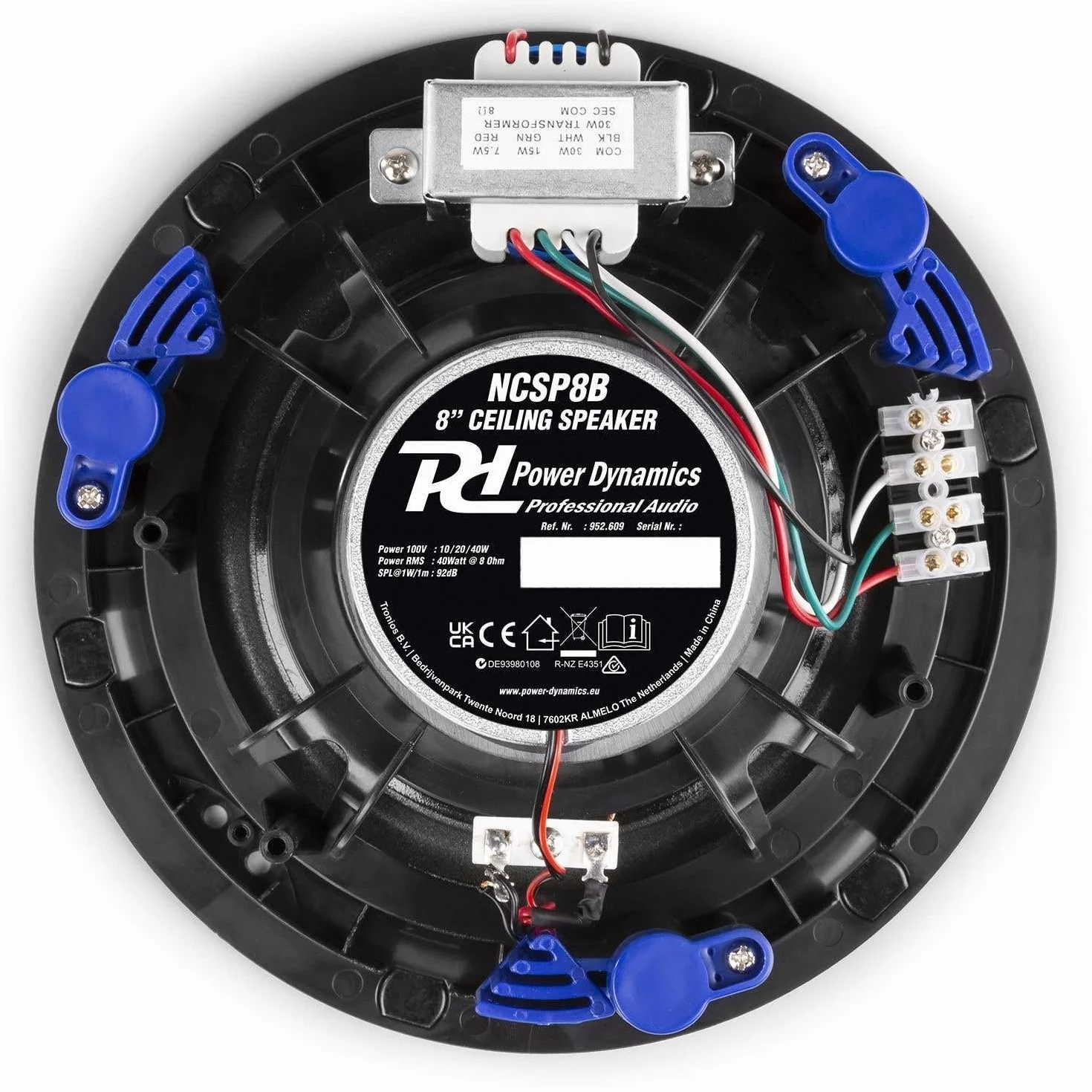 Power Dynamics NCSP8 - Deckenlautsprecher mit 8" Tieftöner, 40 Watt, 2-Wege Einbaulautsprecher, Magnet Gitter & Flaches Design – ideal für Wohnraum, Büros, Restaurants - 22,9cm x 8,7cm - Schwarz