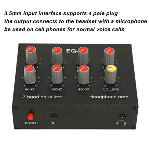 Tonysa 7 Band Sound Equalizer, Ausgang Eingang, 12dB hohe Bassanpassung, Zweikanal Digital Equalizer, 3,5 mm Schnittstelle, für Aufnahmen, Streaming, Podcasting