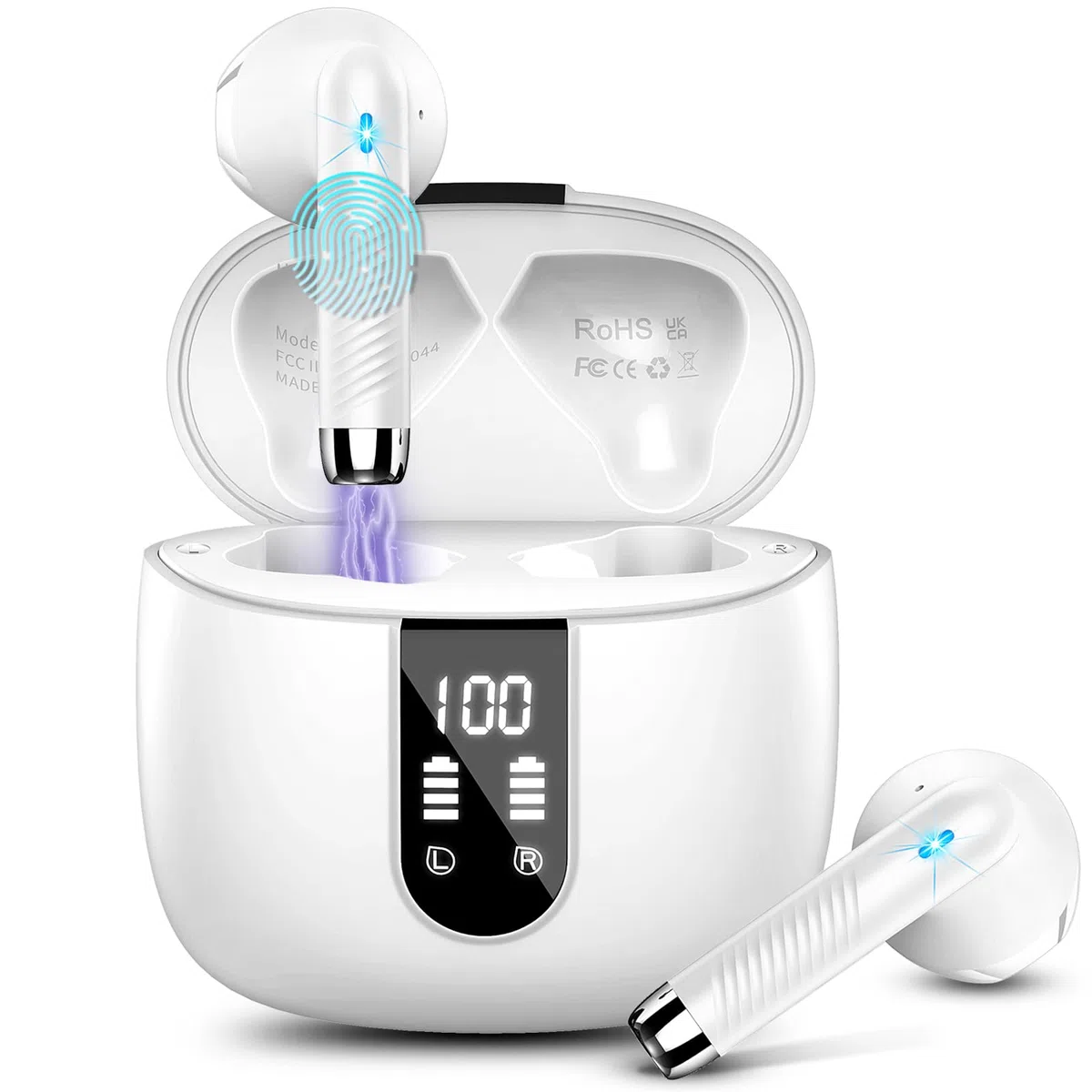 Bluetooth Kopfhörer, In Ear Kopfhörer Kabellos Bluetooth 5.3 Kabellose Kopfhörer mit 4 Mic, Neue ENC Noise Cancelling Wireless Earbuds 48H Tiefer Bass, IP7 Wasserdicht Ohrhörer LED-Anzeige USB-C