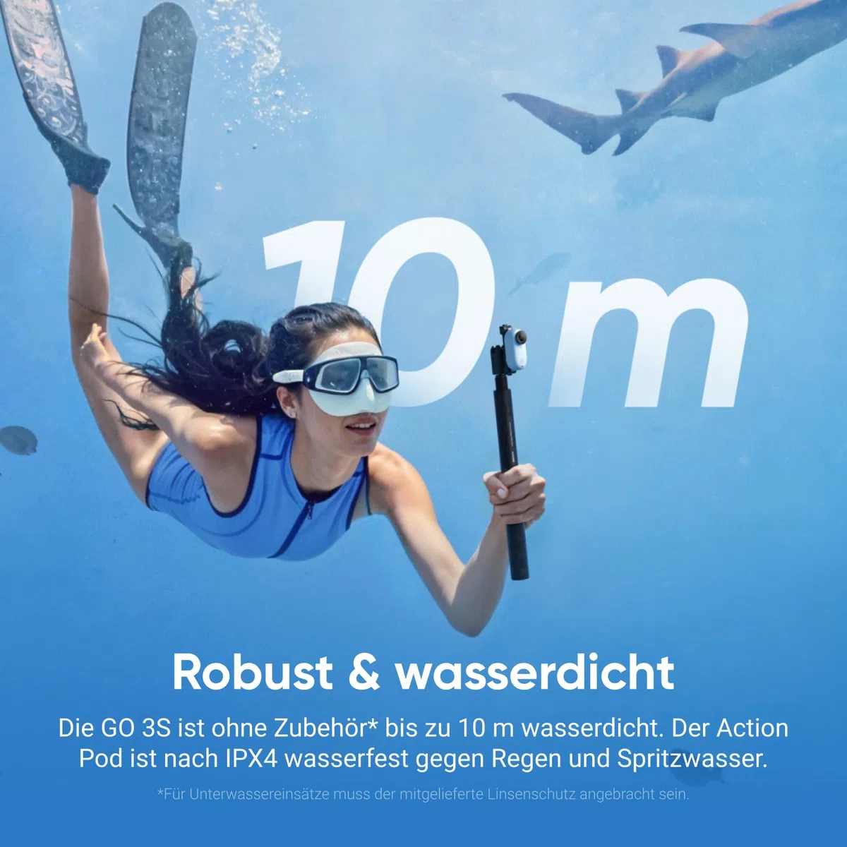 Insta360 GO 3S 128 GB 4K Mini Vlog Kamera, Stabilisierung, 140 min Akku, 10 m wasserdicht, KI-Bearbeitung, Apple Find My