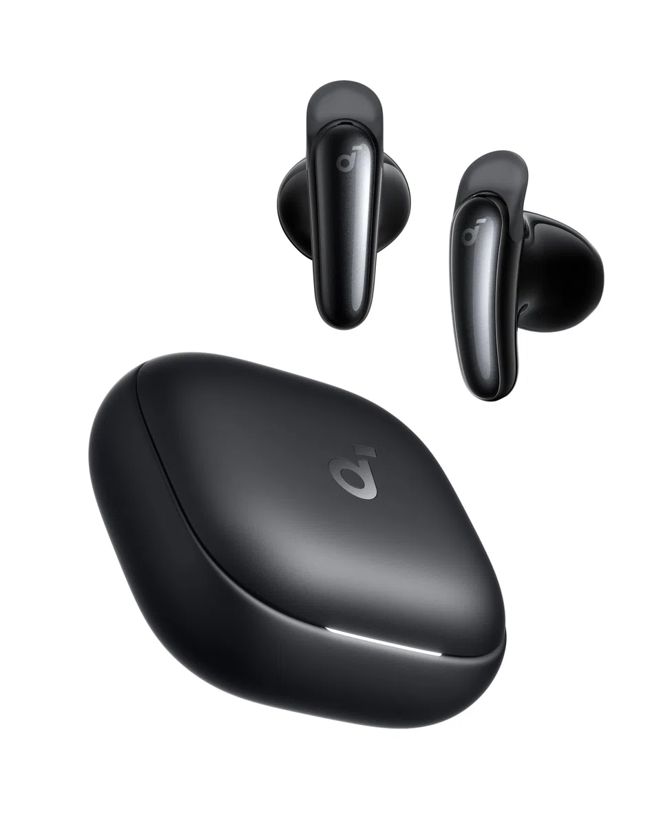 soundcore Liberty Buds by Anker, Semi-In-Ear Design, abnehmbare Ohrflügel, Adaptives Noise Cancelling in Echtzeit, Hi-Res, Kabellose Bluetooth-Earbuds, Übersetzungskopfhörer, 30h Spielzeit