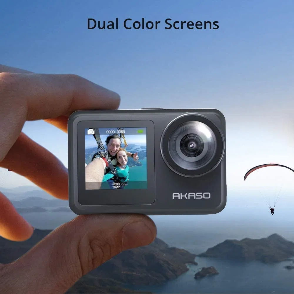 AKASO Brave 7 LE Action Cam 4K 20MP IPX7 Wasserdicht EIS 2.0 Dual Screen 40m WiFi