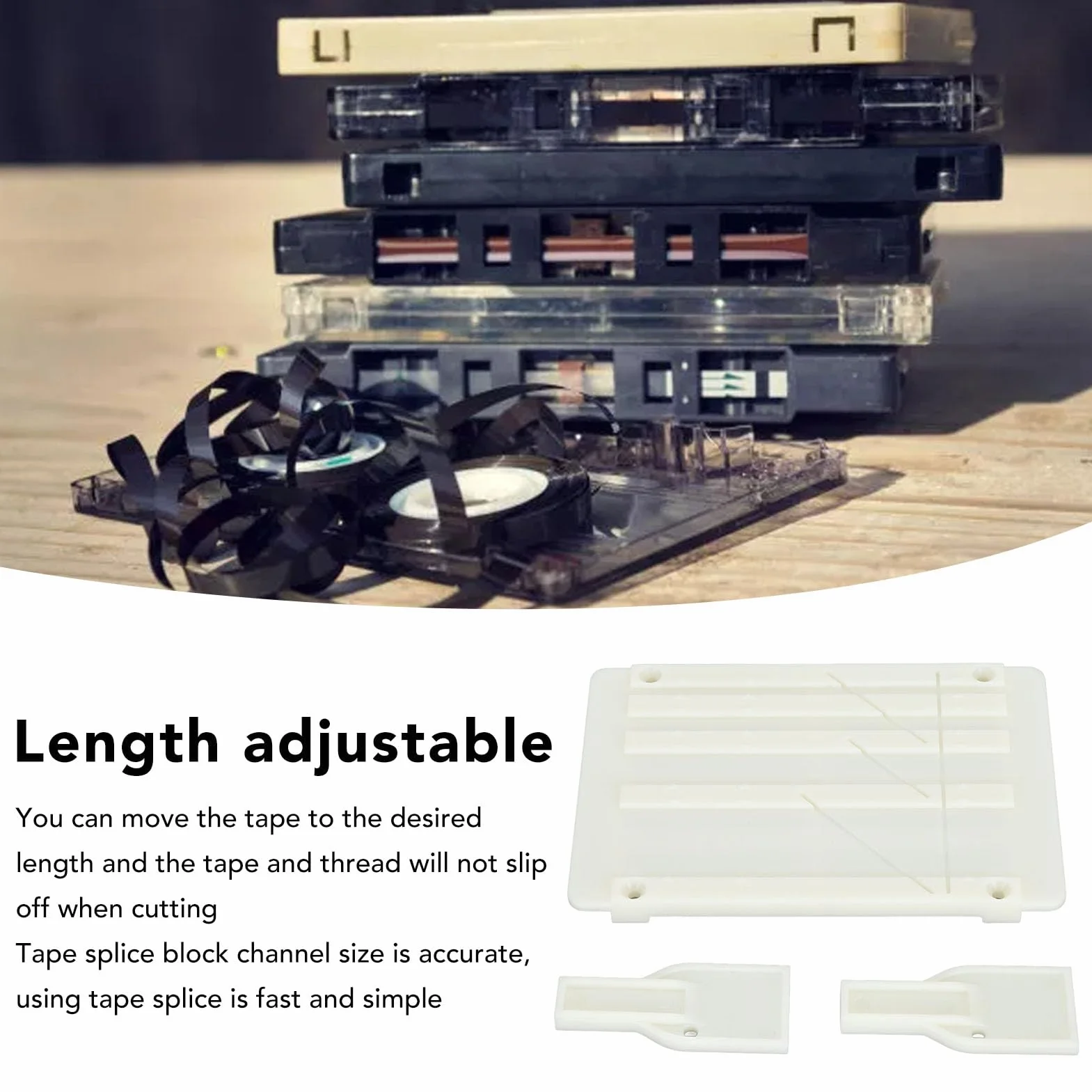Band Spleißset mit Anschlussplatte und Schneidemesser | Kassettenband-Reparaturset Reel to Reel Tape Splicing Kit Bandspleißwerkzeug für 1/4 1/2 1/8 10 Zoll Kassetten Reparatur