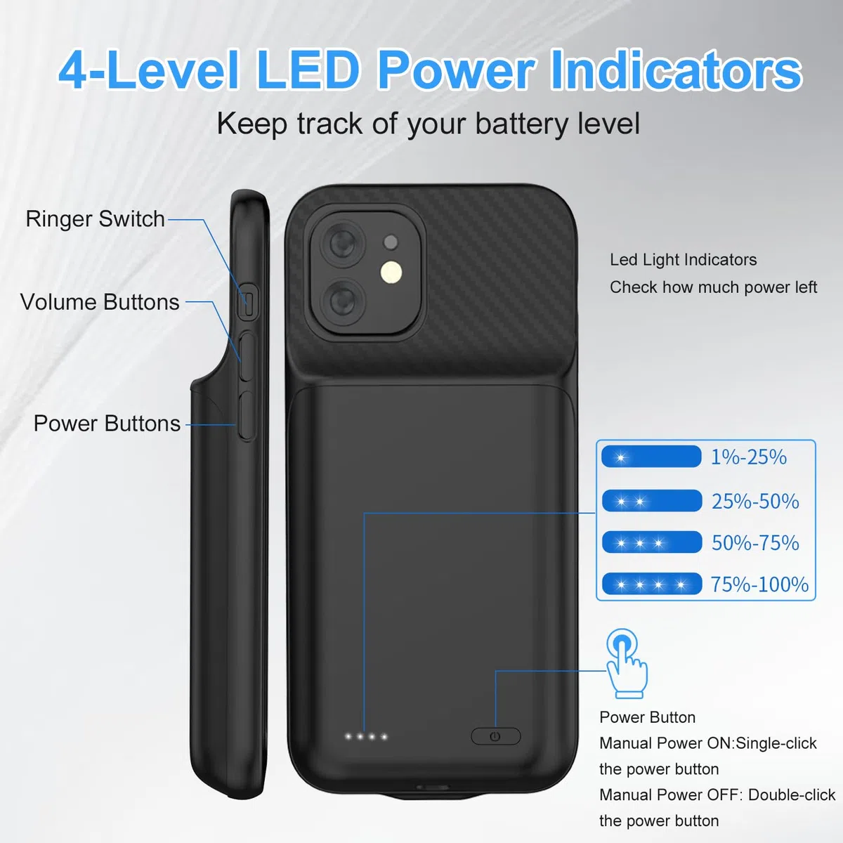 Akkuhülle für iPhone 13/13Pro/14, 13800 mAh Ultradünne Schutzhülle Ladehülle