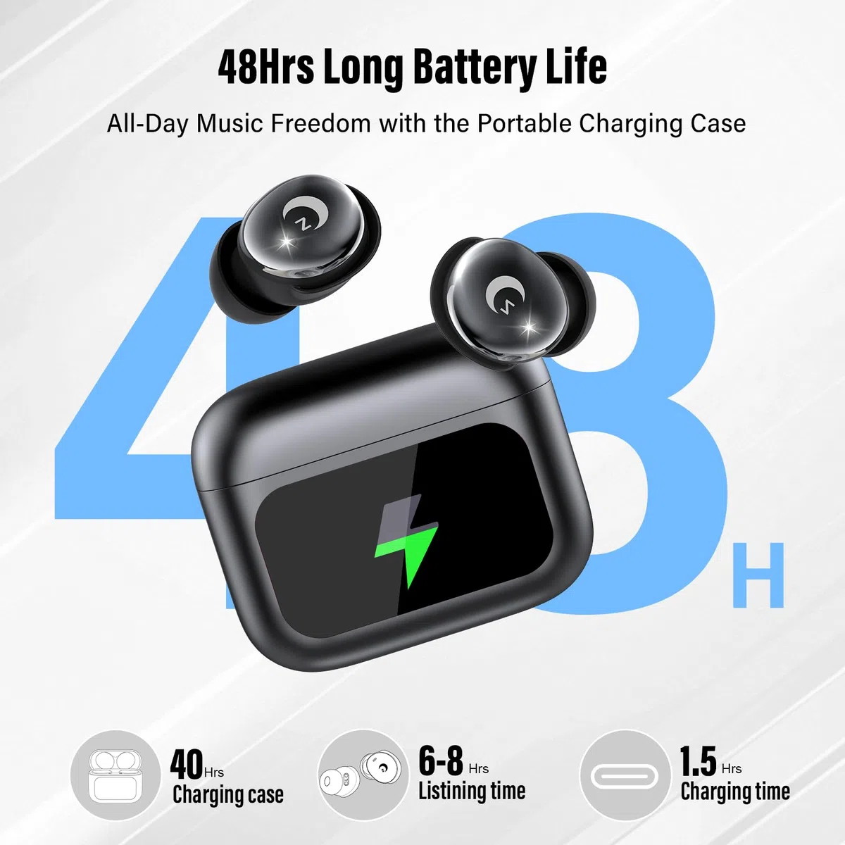 VEKJ Bluetooth Kopfhörer, Mini 48 Std Schlafkopfhörer Bluetooth 5.4 mit Touchscreen,