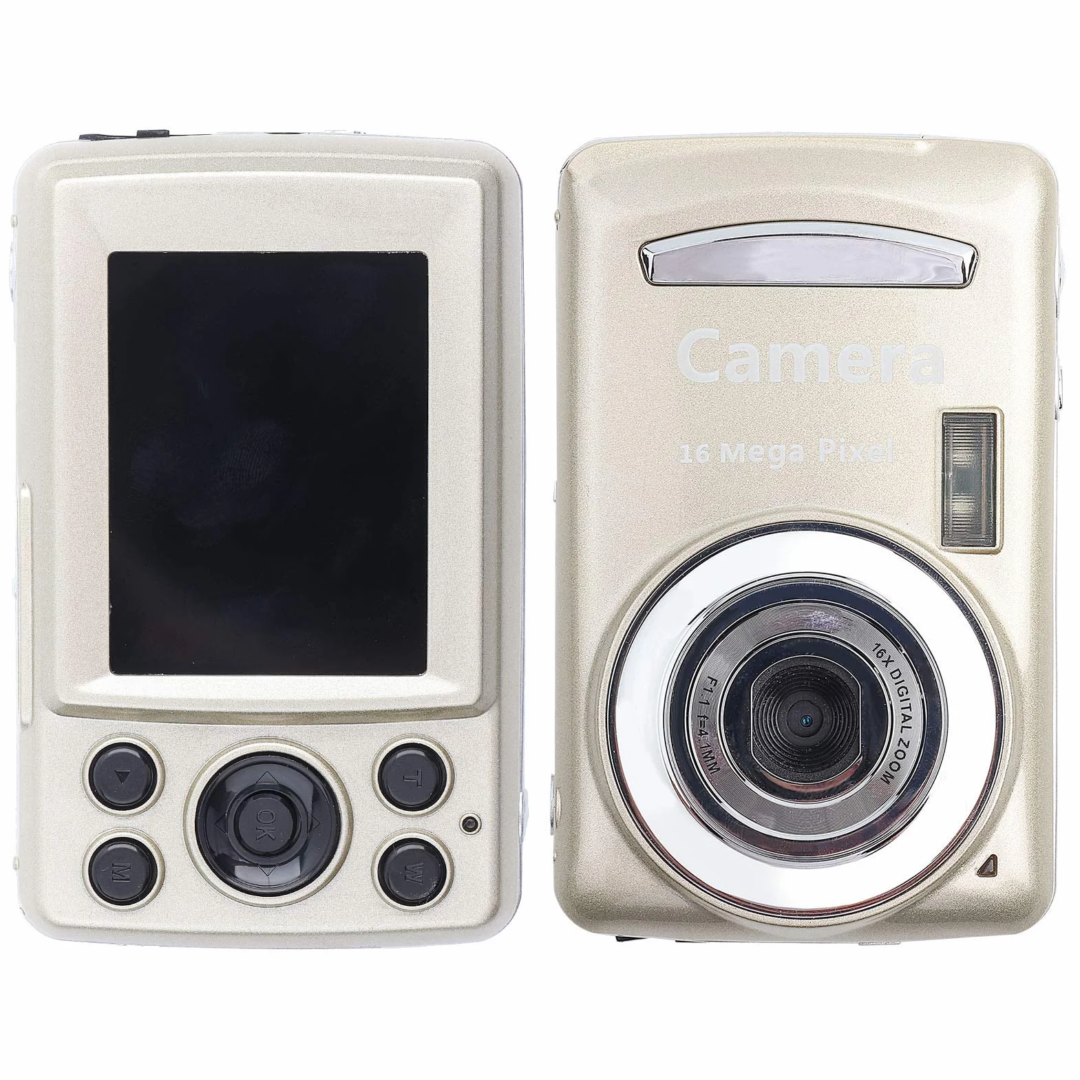 Digitalkamera, 16MP 16X Zoom HD Digital Videokamera Camcorder, 30FPS 720P Kompaktkamera mit 2.4 Zoll LCD Bildschirm, Nachtsicht, Kamerageschenk für Studenten, Jungen, Mädchen, Kinder(Gold)