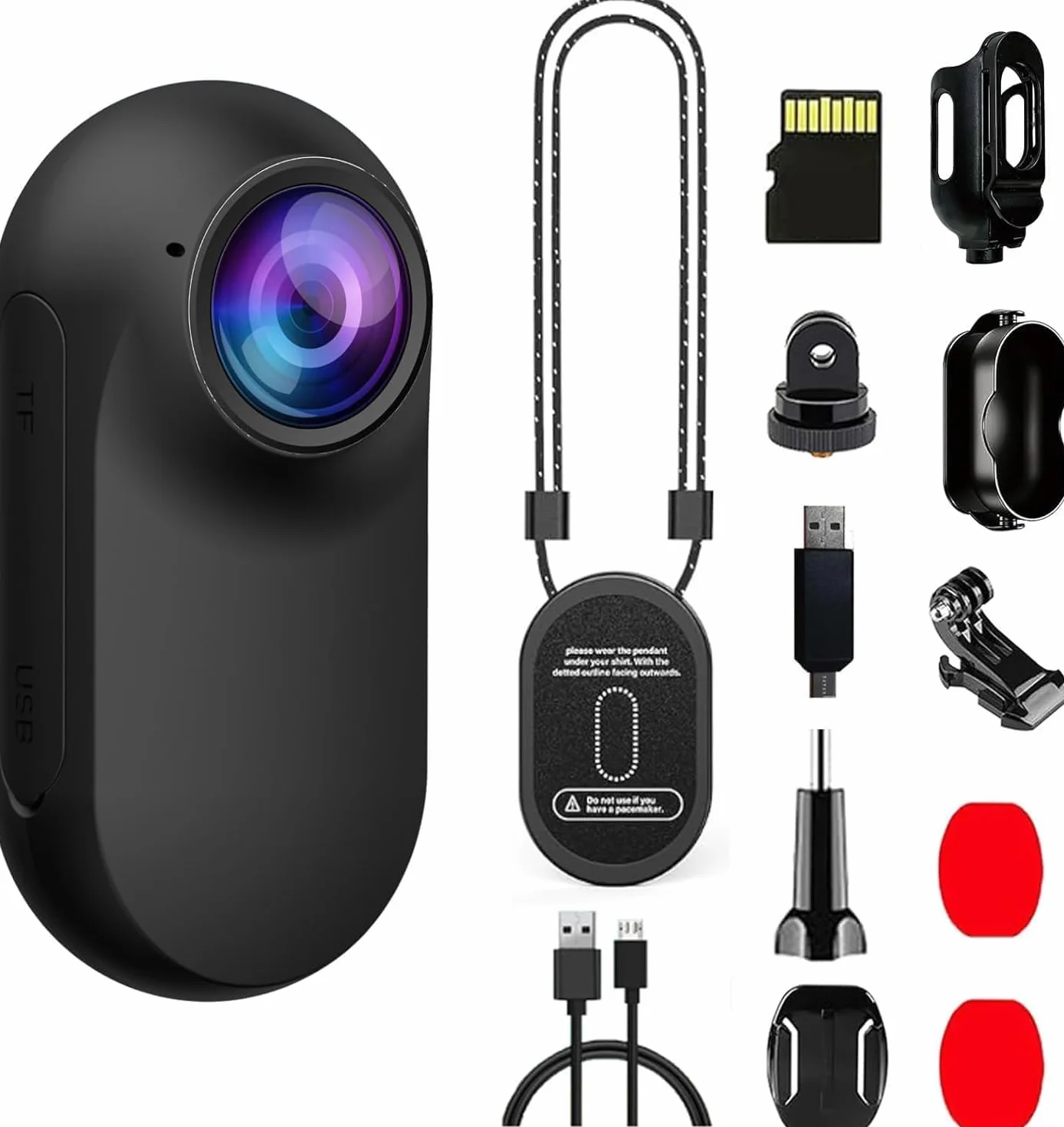 Xilecam Mini Action Cam1080P und 32 GB Speicherkarte Helmkamera Motorrad Bodycam Mini ski Kamera Multifunctional Accessories Body Cam（Schwarz）