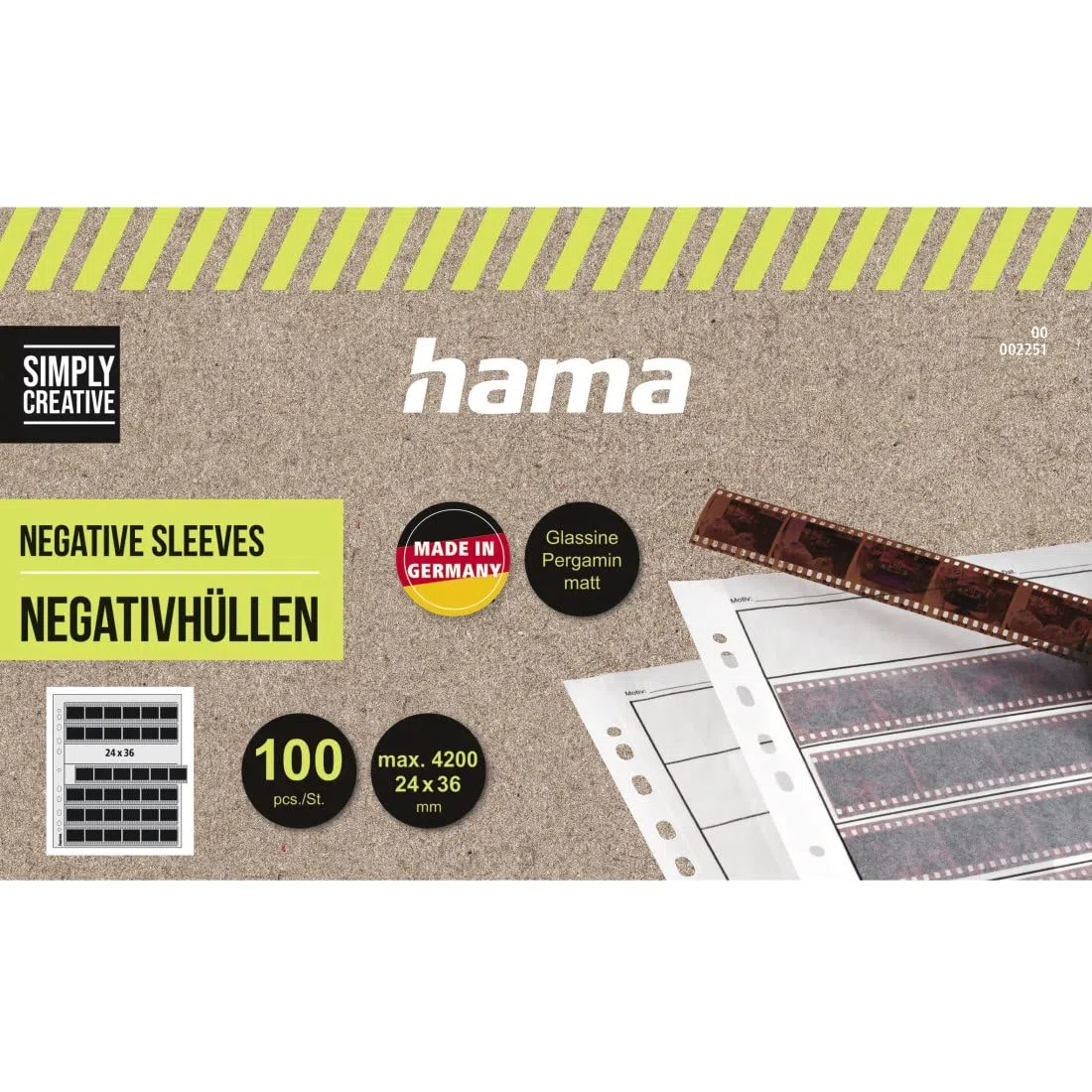 Hama Negativarchivierungshüllen (Pergamin) für je 7 Kleinbild-Streifen à 6 Bilder (100 St.)