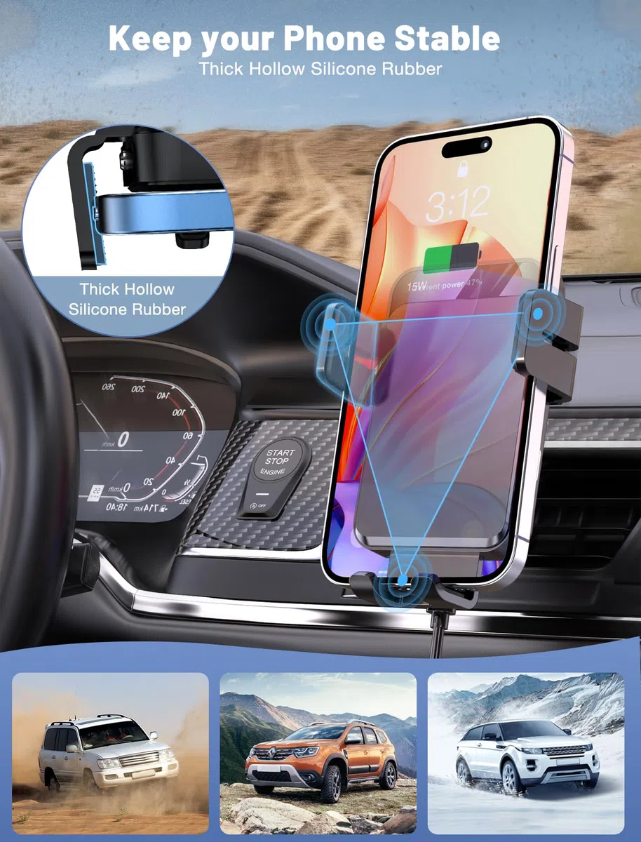 MOKPR Handyhalterung Auto mit Ladefunktion, 15W Induktive Ladestation Auto Handyhalterung Auto Induktives Laden Handyhalterung für iPhone 17/16/15/14/13/12 Samsung Huawei LG Xiaomi usw (Schwarz)