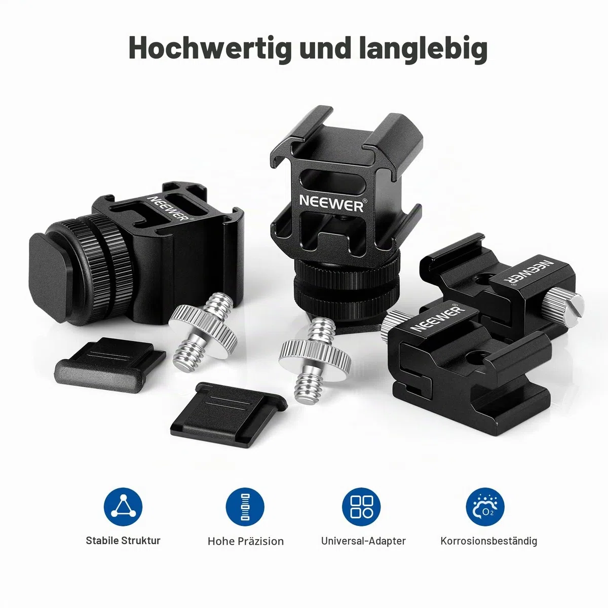 NEEWER 8 PCs Hot Shoe Mount Adapter Kit, inklusive Triple Cold Shoe Mount, 1/4" Schraube, Blitzstativhalterung und Hot Shoe Cover für DSLR Kameras, LED Leuchten, Mikrofon, Lichtständer, Monitor