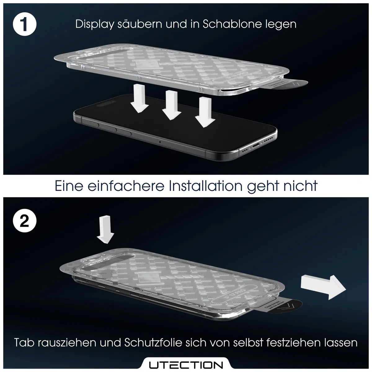 UTECTION 3X Panzerfolie [Besser als Glas] für iPhone 17 PRO - Unzerstörbarer Displayschutz - Perfekte passform - Schutzfolie mit ALLEN Hüllen kompatibel - Super Haptik & Kinderleichte Anbringung