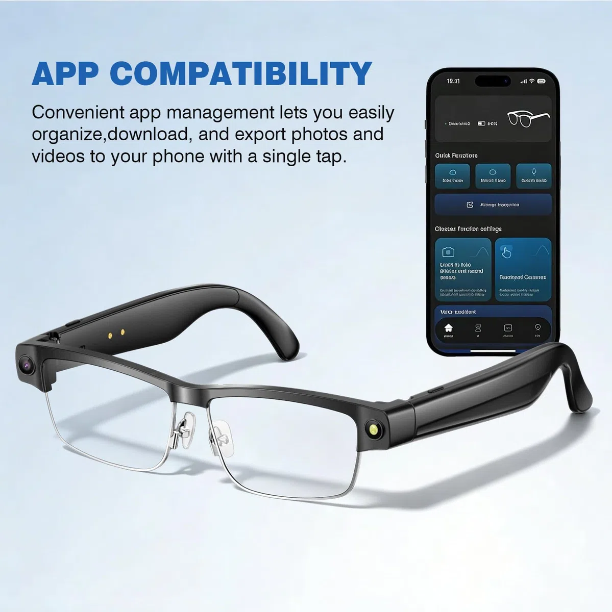 AI Smart Glasses 4K HD-Kamera, 800 W Anti AI Smart Camera Brille, Kamera-Brille mit Videoaufzeichnung, Simultanübersetzung, A-I Objektidentifizierung, ChatGPT Integration, Photochromic Lenses