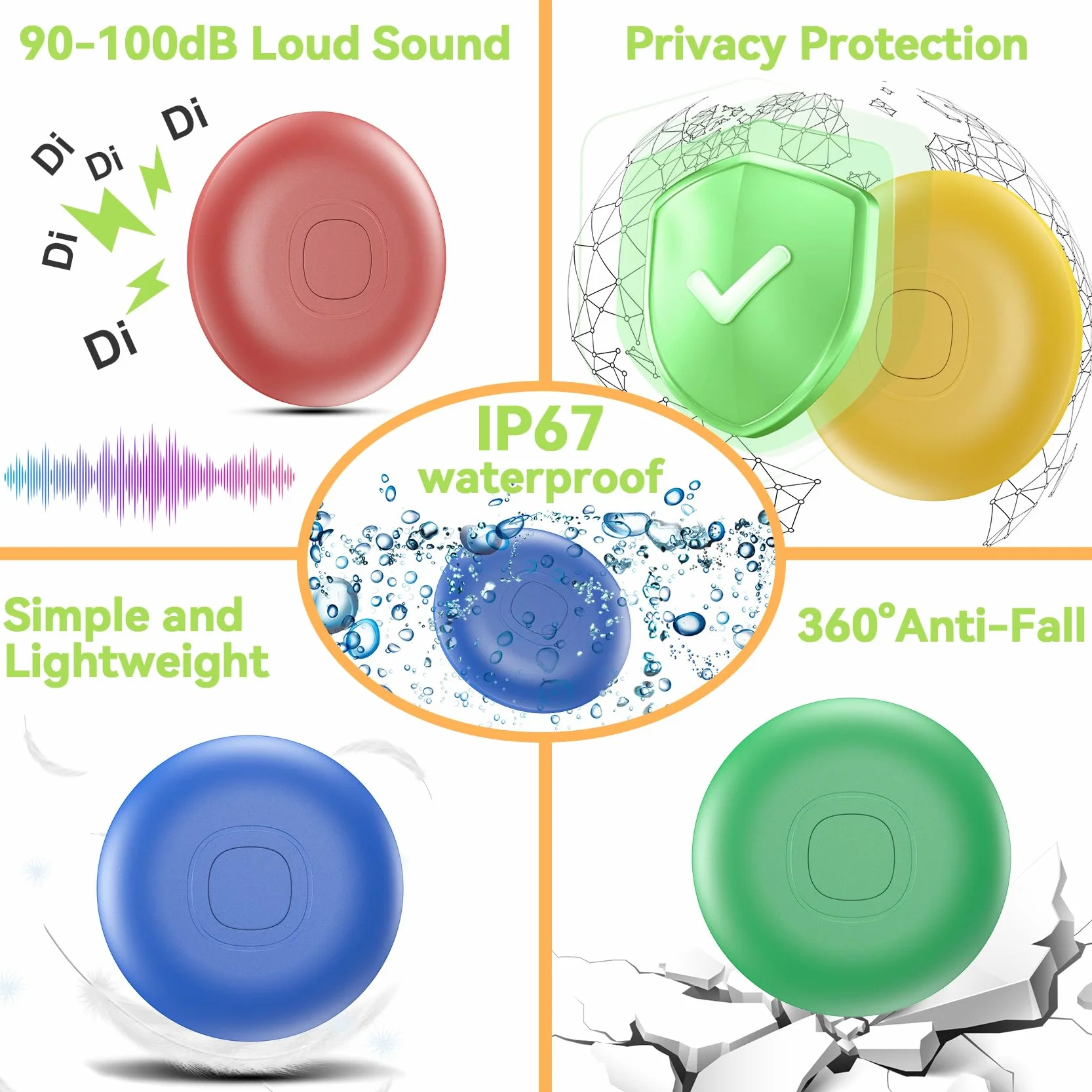 Air Tracker Android 4 Pack, IP 67 Wasserdicht Smart Tag Schlüsselfinder kompatibel mit Google Find Hub APP (Android NUR) Bluetooth Tag Key Finder für Gepäck/Brieftasche/Koffer/Taschen