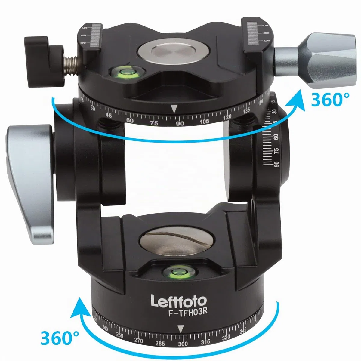 LEFTFOTO Doppel-Panorama-Stativ-Flüssigkeitskopf, Mini-Pfann-Neigekopf, Stativ-Flüssigkeits-Ziehkopf mit Arca Swiss Schnellwechselplatte und Griff für kompakte Videokameras und DSLR-Kameras
