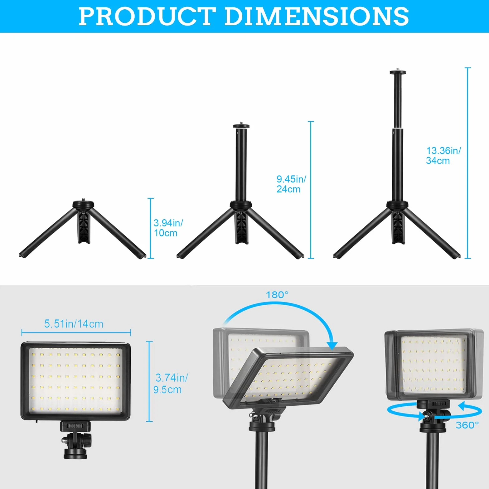 LED Video Licht 2-Pack die Fotografie, Dimmbare 5600K USB LED-Videoleuchte Ministativ und Farbfiltern für Fotostudios, Farbfiltern für Kleinwinkelaufnahmen, Videoaufzeichnung, Game-Streaming