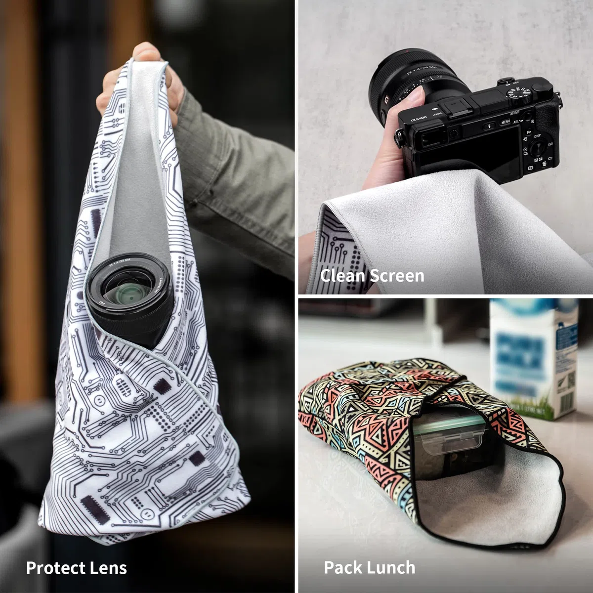 PGYTECH Kamera Einschlagtücher, Kratzfeste Objektivabdeckung, Magische Selbstklebende Schutzumhüllung Tuch Protective Wrap für DSLR/Objektive/Action-Kam/Handy/iPad/Zubehör, Geek