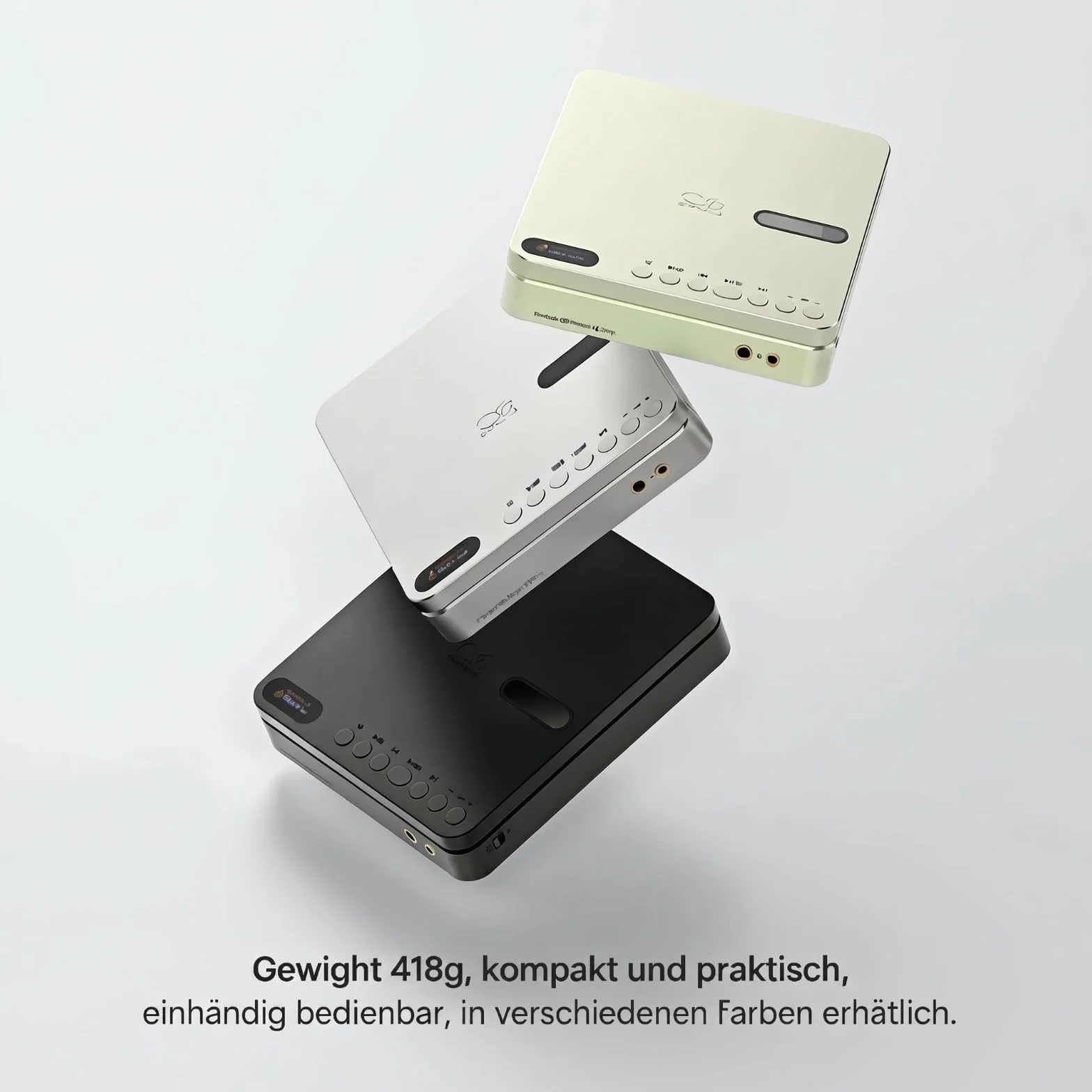 Shanling EC Play tragbarer CD Player|DAC CS43198|bidirektionales Bluetooth 6.0|3450-mAh 12 Stunden|3,5 mm+4,4 mm Kopfhörerausgang|3,5 mm koaxialer Digitalausgang|USB-DAC-Digitaleingang (Silver)