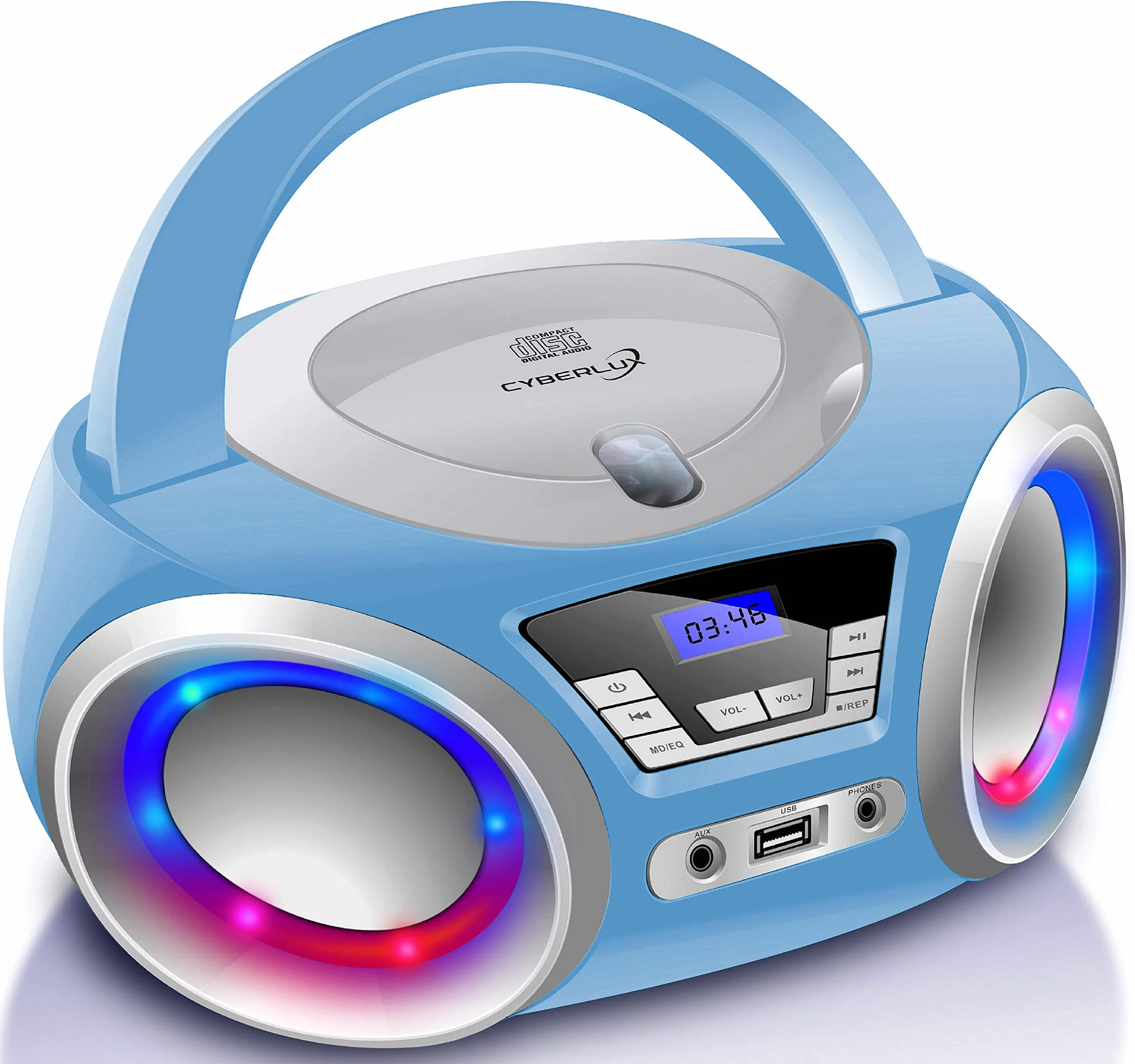 CD-Player mit LED-Beleuchtung | Kopfhöreranschluss | Tragbares Stereo-Radio | Kinderradio | Stereoanlage | USB | CD/MP3-Player | UKW-Radio | Kopfhöreranschluss | AUX-Eingang