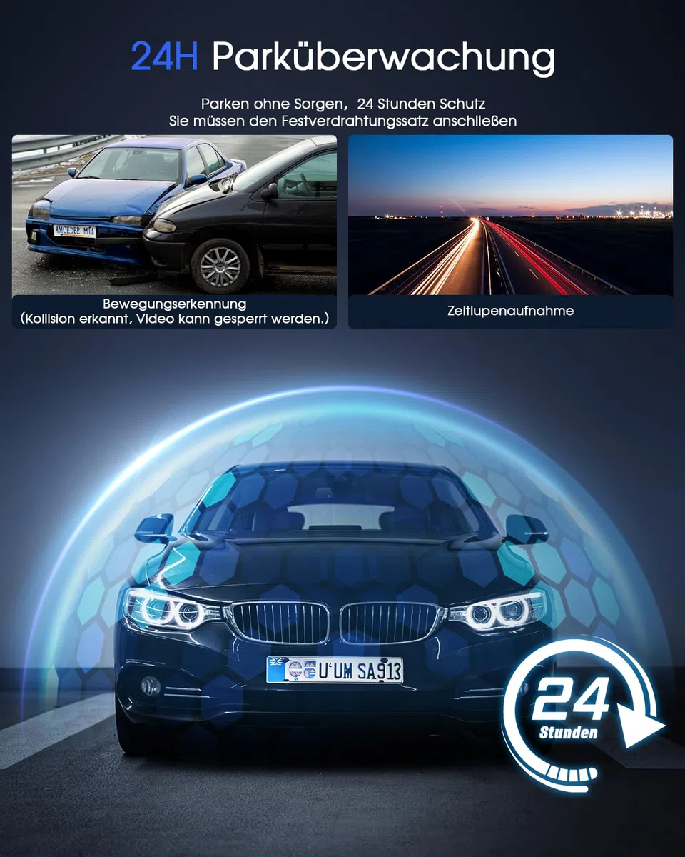 Avylet Dashcam 2K 1440P WiFi Mini Autokamera mit externem GPS 1.5" IPS-Bildschirm APP Super Nachtsicht WDR 24/7 Parküberwachung Loop-Aufnahme G-Sensor