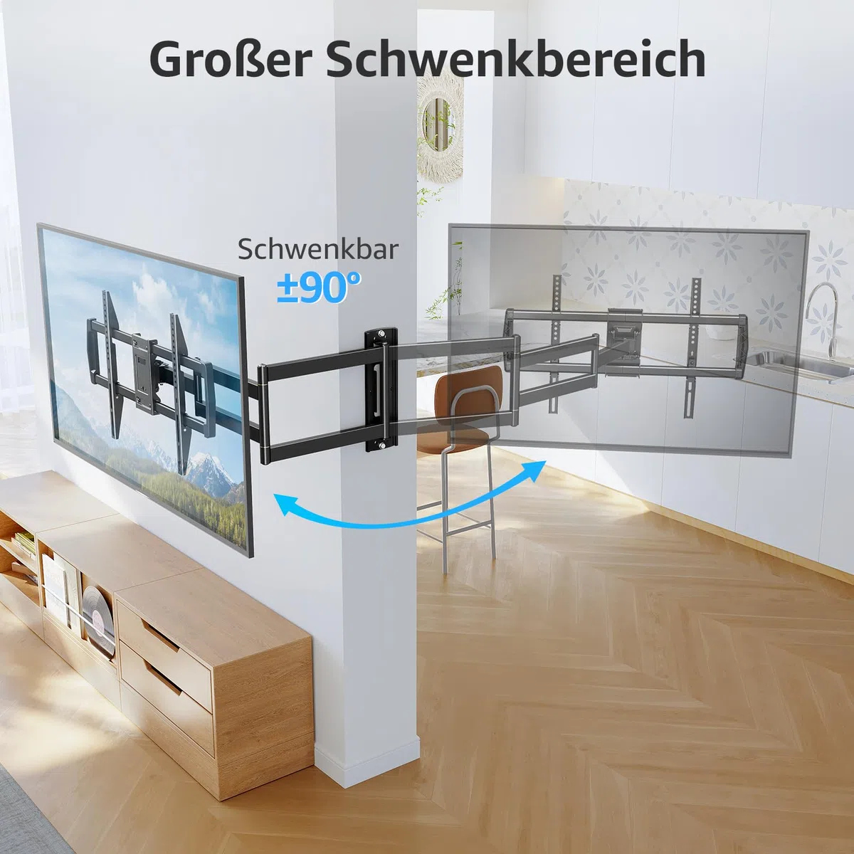 MOUNTUP 962mm Langarm TV Wandhalterung für 42–75 Zoll bis zu 45kg, Schwenkbare Neigbare Wandhalterung Fernseher, Extra Langer Reach Fernseher Halterung, Max VESA 600 x 400mm, EU0047-L