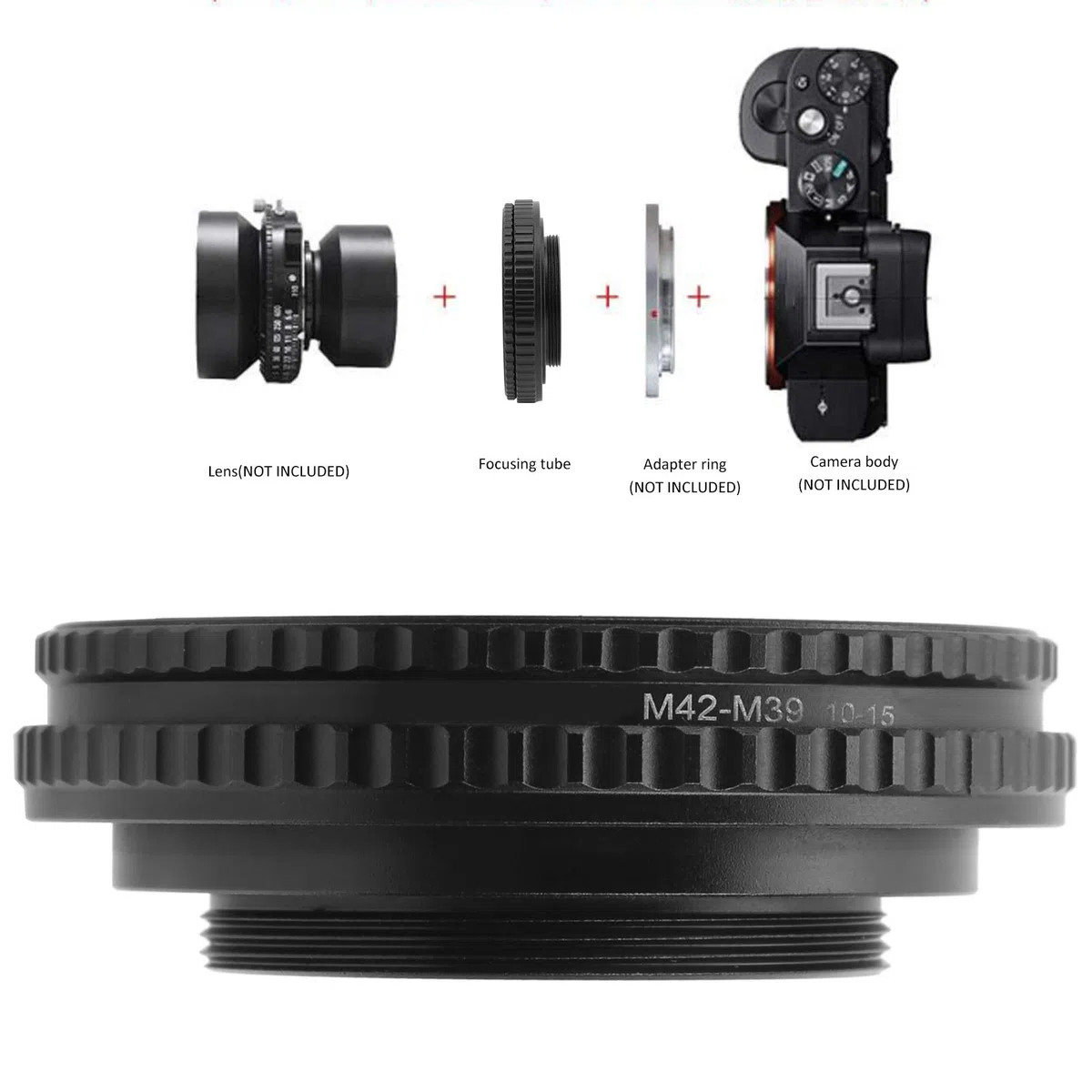 Optimierter Helicoid Ringadapter für M42 auf M39 Kamera mit 10-15 mm Fokussierbereich und 5 mm Einstellbarer Abstand