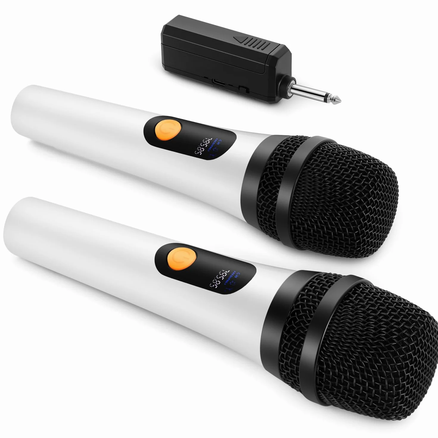 ALPOWL Kabelloses Mikrofon, Duales Digitales Dynamisches Bluetooth Mikrofon mit wiederaufladbarem Empfänger, 60M Reichweite, Mikrofon für Gesang, Karaoke, Meetings, Kirche, Hochzeit