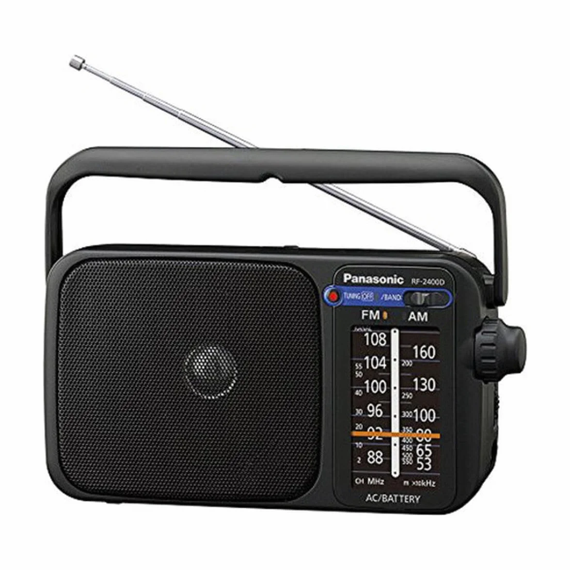 Panasonic RF-2400DEG-K Tragbares Radio mit Griff, Netz- oder Batteriebetrieb schwarz
