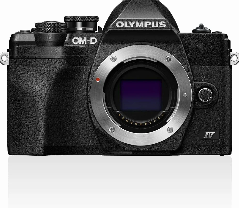 Olympus OM-D E-M10 Mark IV Micro-Four-Thirds-Systemkamera, 20 MP Sensor, 5-Achsen-Bildstabilisation, Selbstporträt-LCD-Bildschirm, elektronischer Sucher, 4K-Video, leistungsstarker AF, Wi-Fi, schwarz