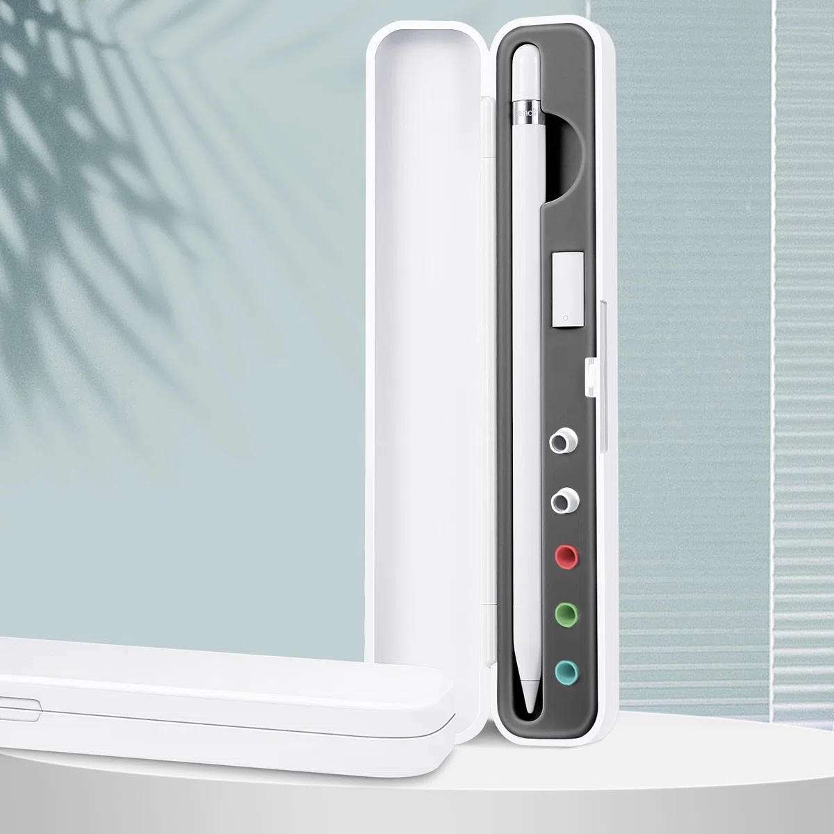 CASEBOT Stifthalter Hülle Kompatibel mit Apple Pencil Pro/USB-C, Apple Pencil 2./1. Generation, Tragbar Stylus Aufbewahrungsbox für Apple Pencil & Zubehör, Grau