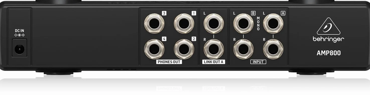 Behringer AMP800 V2 4-Kanal-Stereo-Kopfhörerverstärker, ultrakompakter Kopfhörer-Verteilerverstärker mit 8 Ausgängen, zwei Stereo-Eingängen und LED-Pegelanzeige für Studio-Monitoring