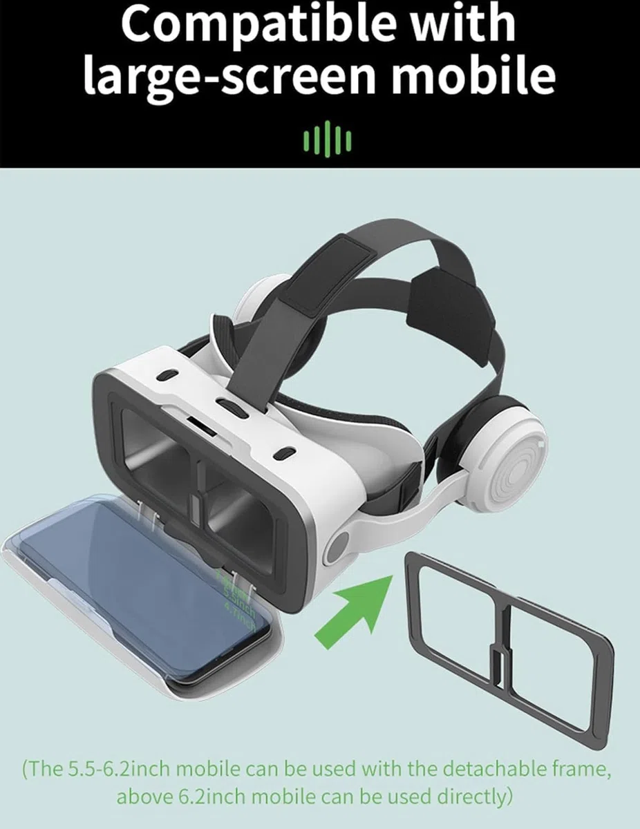VR Brille für Handy, HD Anti-Blaulicht Virtual Reality Headset, 3D Brille kompatibel mit iPhone/Android, 4,7-7,2 Zoll (White)