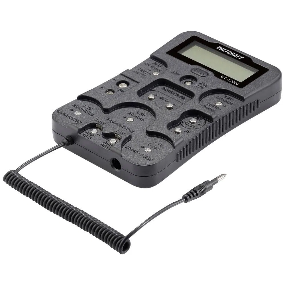VOLTCRAFT Batterietester BT-12DIG Messbereich (Batterietester) 1,2 V, 1,5 V, 3 V, 3,7 V, 6 V, 9 V, 12 V Batterie, Akku