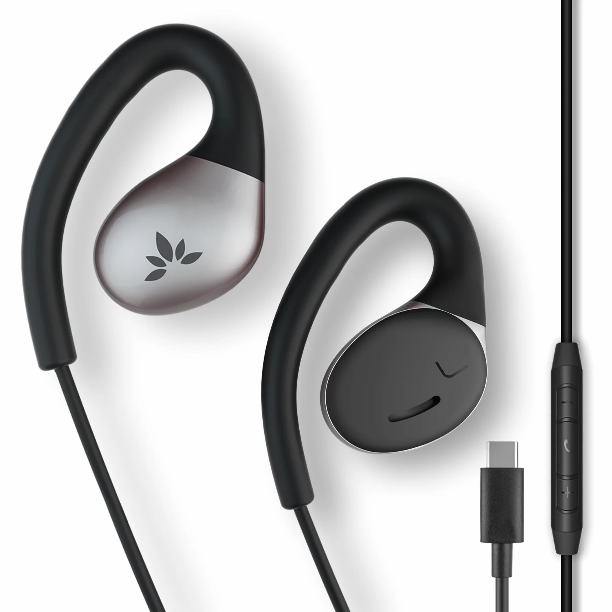 Avantree Resolve (Klein-Mittel) – USB C Kabelgebundene Open-Ear Kopfhörer mit Mikrofon & Über-Ohr-Haken, für Frauen, Kinder & Junge Männer, ideal für Büro, Outdoor & Zuhause