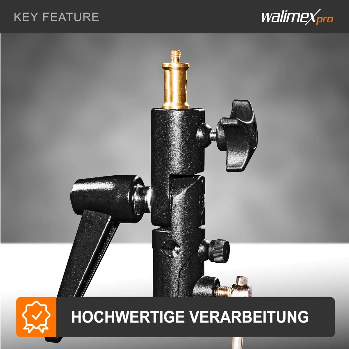Walimex Pro Schirmhalter neigbar mit Spigotaufnahme schwarz