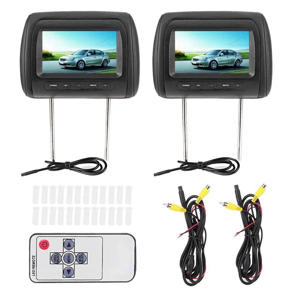 Auto Kopfstütze DVD Player Rückenlehne MP5 Multimedia Player Kopfstütze Monitor Auto 2 Stück 7 Zoll kabellose Steuerung verstellbare Kopfstütze LCD Videomonitor MP5 Display Schwarz