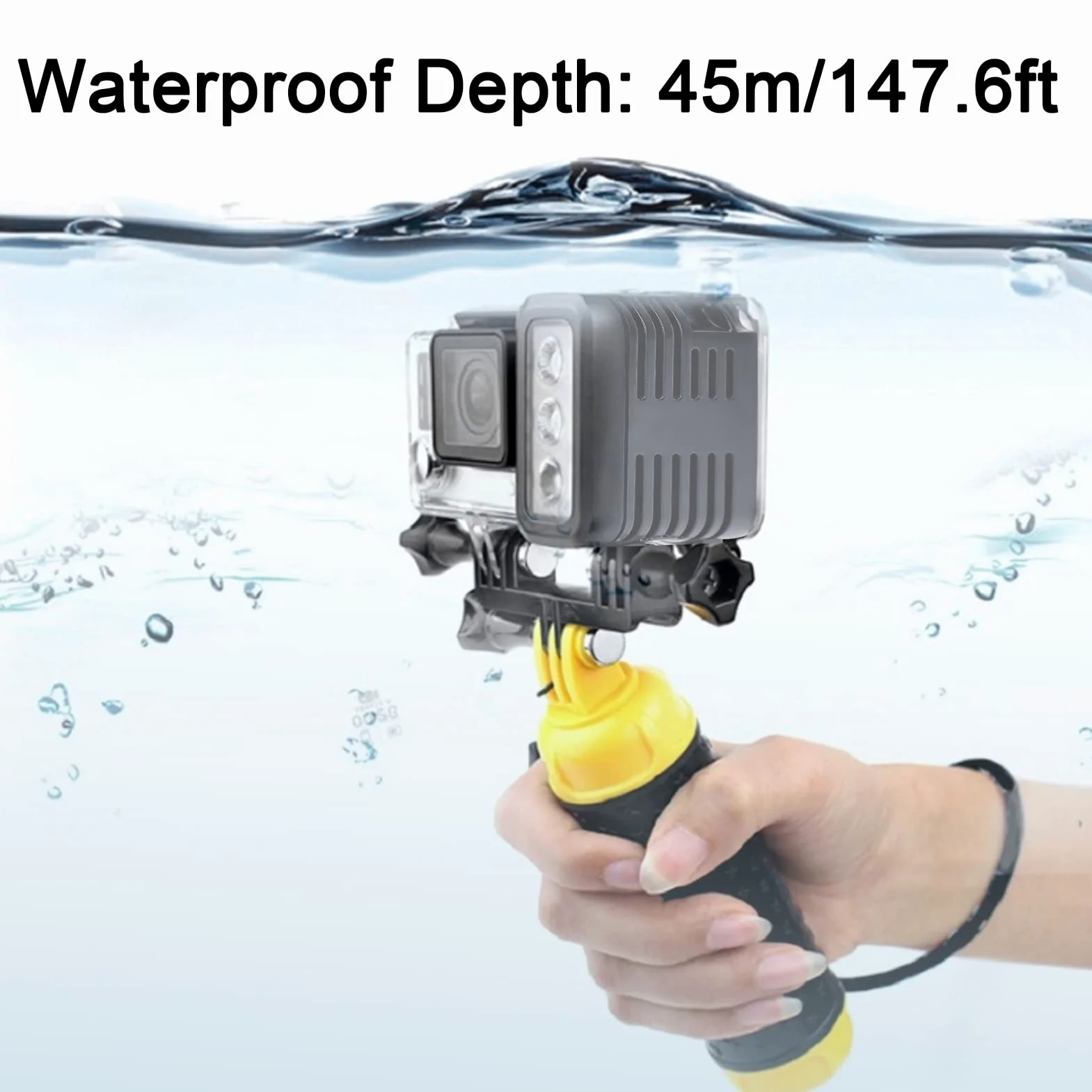 Unterwasser Licht für Kameras, Wasserdichtes LED Videolicht Unterwasserlichter Dimmbare Unterwasserlampe Tauchlampe, kompatibel mit 4 3 2 1 sj4000 sj5000 sj6000